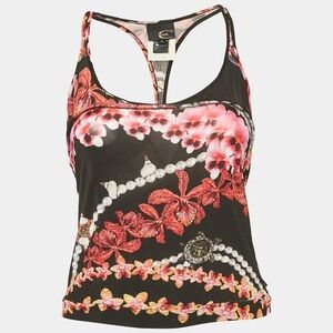 Just Cavalli Multicolor Printed Jersey Racer Back Top